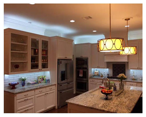 LED lighting above kitchen cabinets