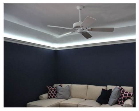 LED strip lighting in game room