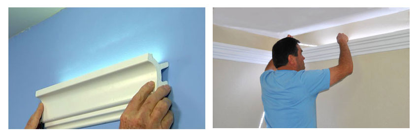 Install LED lighting in crown molding